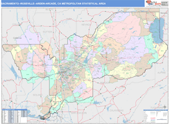 Sacramento-Roseville-Arden-Arcade Metro Area Digital Map Color Cast Style
